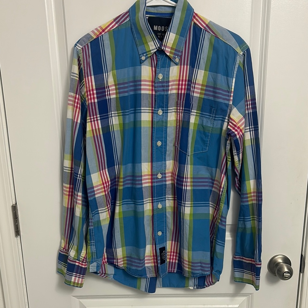 MOOSE 100% Cotton Multicolor Plaid Men's Shirt